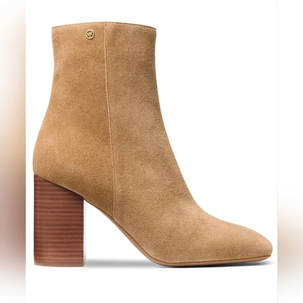MICHAEL KORS WOMEN'S HAZEL LEATHER BLOCK HEEL BOOTIE SIZE 10 & 11 NIB